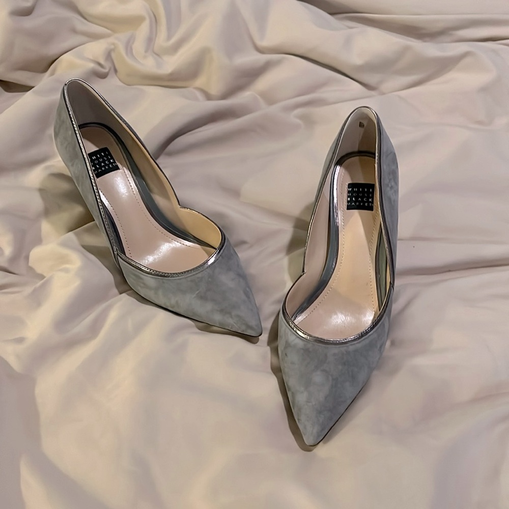 Gray velvet heels